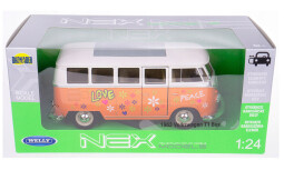 Welly Volkswagen T1 Bus (1963) Love & Peace 1:24 Oranžový